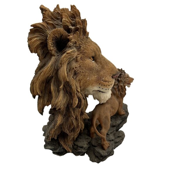 Vintage Majestic Lions Bust & Full Body RARE Statue Collectible Wildlife Decor - Picture 7 of 13